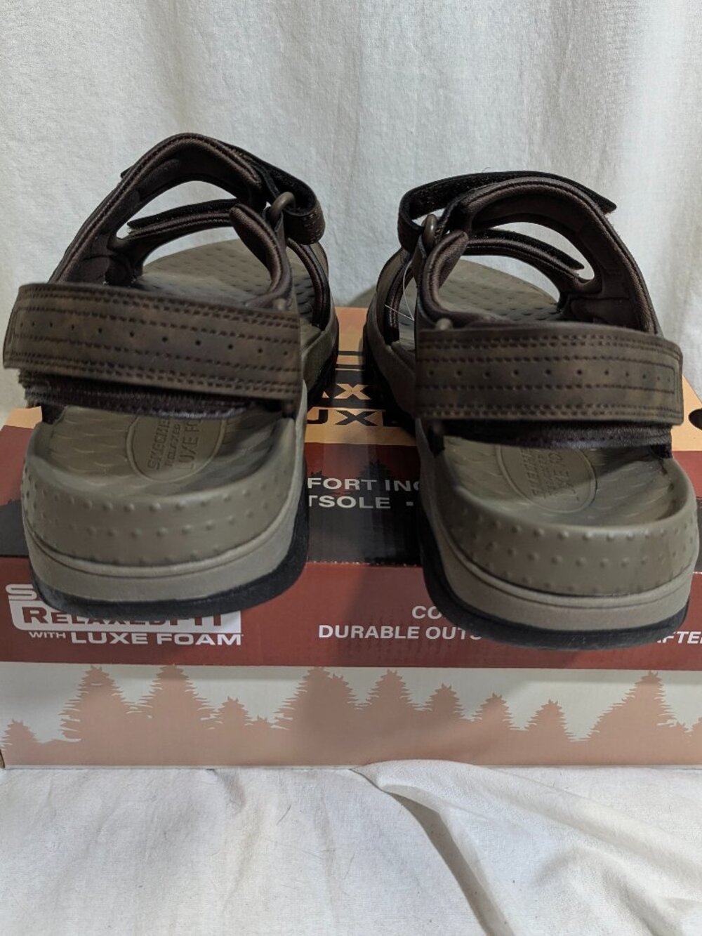 NIB Skechers Size 11 Tresmen Garo Chocolate Colored Sandals With Velcro - Picture 6 of 13